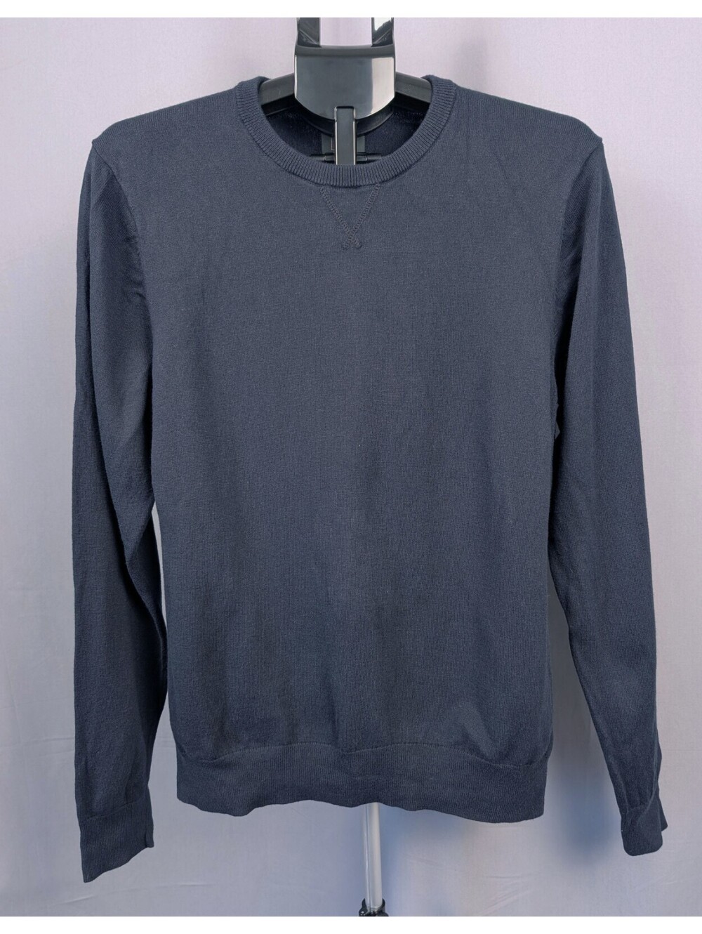Minimalist Navy Cotton Cashmere Crewneck | 14th & Union | Size L